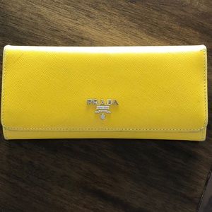 Prada long wallet - yellow saffiano leather